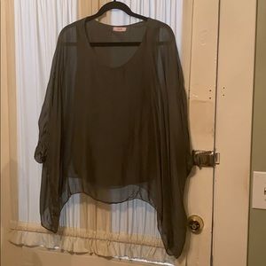 Flowing blouse with tank attached